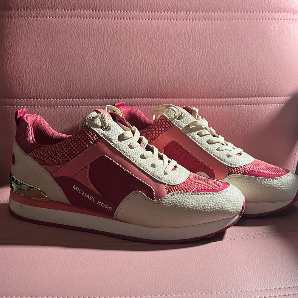 Michael Kors Women's Sneakers in Pink and Cream - Picture 2 of 5